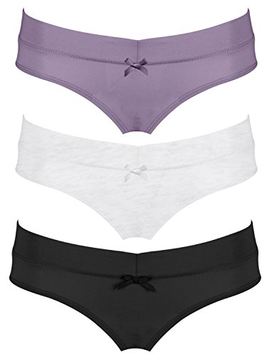 Intimate Portal Women Stay-Fit Under the Bump Maternity Panties 3-Pk Purple Black White M
