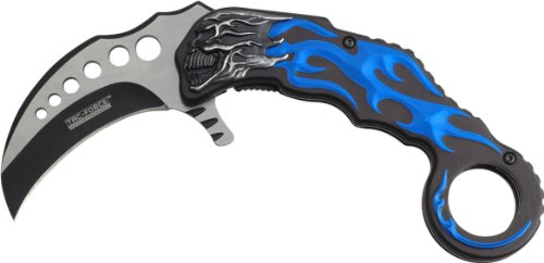 Tac-Force Tactical Knife Schwarz Aluminium, blauen Flammen, Klingenlänge: 8,3 cm, TAFO-1221