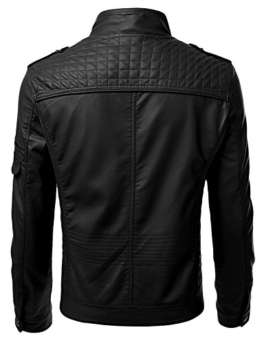 

IDARBI Mens Leather Look Motorcycle Rider Bomber Jacket