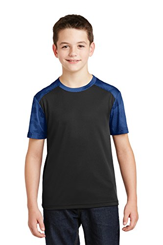 Algopix Similar Product 5 - SportTek Boys CamoHex Colorblock Tee
