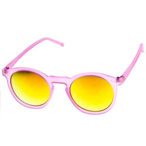 zeroUV - Retro Fashion P3 Frame Color Lens Round Horn Rimmed Sunglasses
