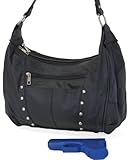 Concealed Carry Handbag - LARGE LOCKING GUN COMPARTMENT - Genuine Leather- BLACK