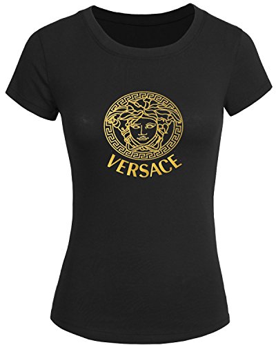 Versace Gold Logo For 2016 Women Printed Short Sleeve Tee T-shirt