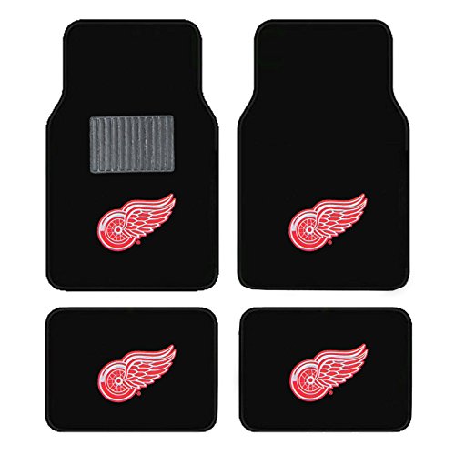 Newly Released Licensed Detroit Redwings Lakers Embroidered Logo Carpet Floormats. Logo on all 4 Mats.