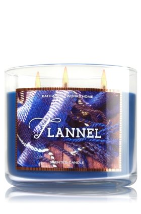 Bath & Body Works Home Flannel Scented Candle 3 Wick 14.5 Ounce Limited Edition Fall 2015