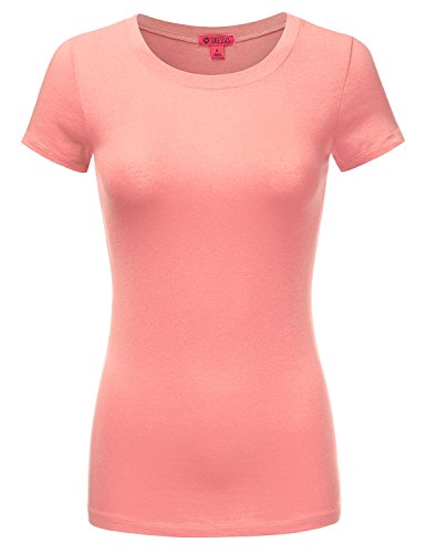 DRESSIS Women's Basic Solid Short Sleeve Crewneck T-Shirt S to 3XL (20 Colors)