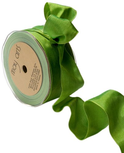 May Arts 1-1/2-Inch Wide Ribbon, Parrot Green and Yellow Iridescent