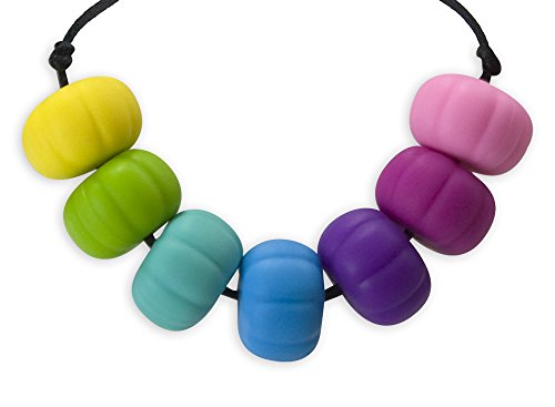 Stimtastic Chewable Silicone Chunky Bead Necklace Nontoxic BPA and Phthalate, Pastel