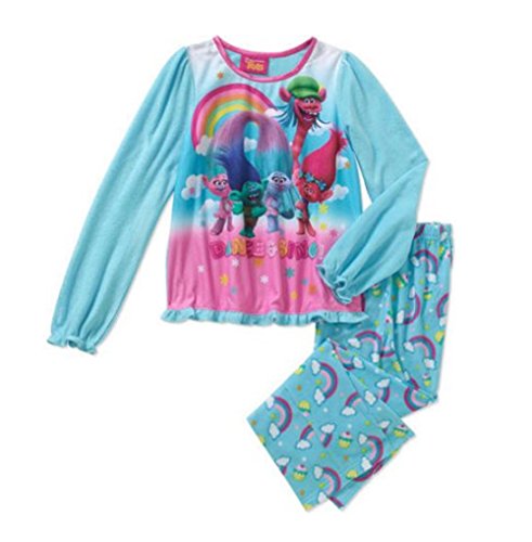 Trolls Girls' Licensed 2-Piece Poly PJ - Blue