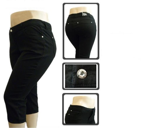 1826 Stretchy premium CAPRI BLACK denim jeans HIGH WAIST WOMENS PLUS size PC-680