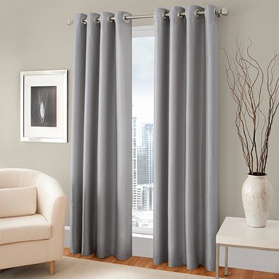 Gorgeous Home LINEN 84-Inch Curtain Drapes, Solid Silver Gray