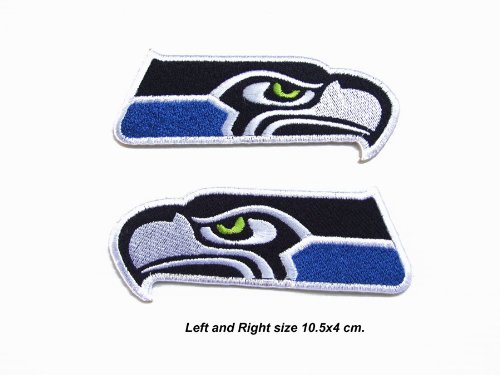 Seattle Seahawks Logo Left and Right Embroidered Iron Patches 2 Pieces.