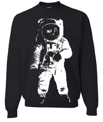 Space Astronaut Man on the Moon White Print Crewneck Sweatshirt