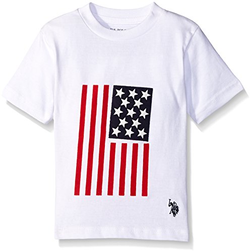 U.S. Polo Assn. Boys' Crew Neck Iconic Graphic Logo T-Shirt, SD04-White, 5/6