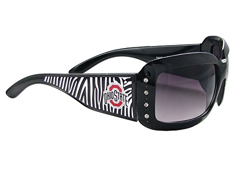 Ohio State Buckeyes OSU Black Zebra Print Clear Crystal Womens Fashion Sunglasses S4ZB