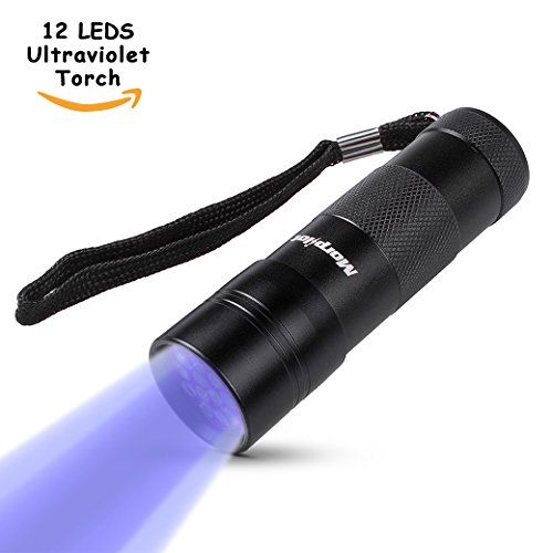 Morpilot UV 12 Leds Ultraviolet Blacklight Stain & Urine Detector Torch, The Best Ultra Violet Flashlight to Find Stains on Carpet, Rugs or Furniture Material Detect Pets Urine Catch Scorpion
