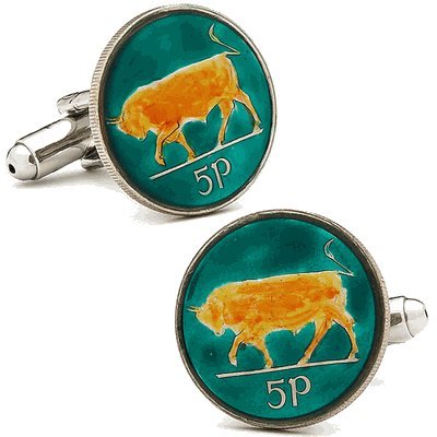 hand painted ireland five pence coin cufflinks