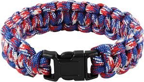 Red White and Blue Camo Paracord Survival Bracelet By Bostonred2010