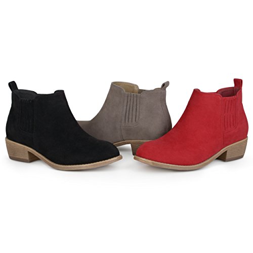 Brinley Co. Womens Stacked Heel Faux Suede Ankle Boots