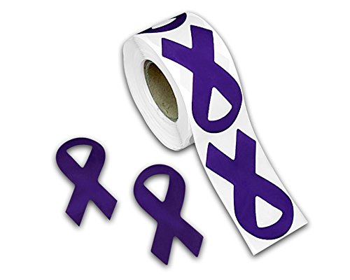 Purple Ribbon Stickers - Large Ribbon (250 Stickers)