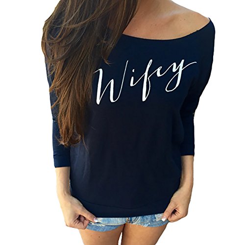 XYL Women Fashion Wifey Round Collar Long Sleeve T-shirt