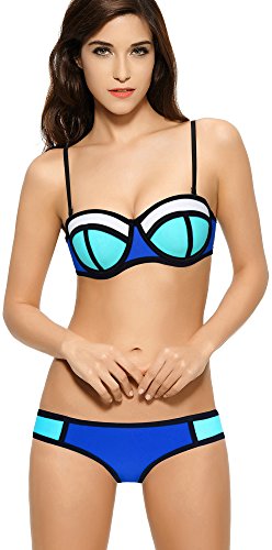 Ebuddy Color Conjoin Women Neoprene Wet Suit Bikini Set Swimwear Swimsuit