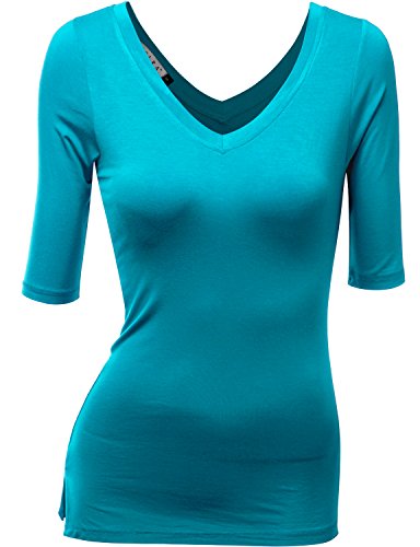 Haslra Women's V-neck Sexy Top_95% Modal_Stretch Top