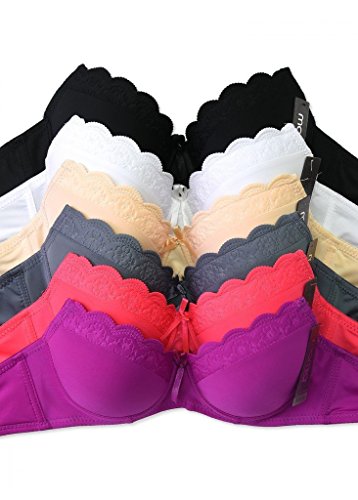 WHITE APPAREL Women's Basic Plain Bras (Packs of 6) - Various Styles