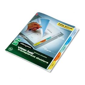 View-Tab Transparent Index Dividers, 5-Tab, Square, Letter, Assorted, 5/Set
