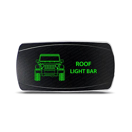 CH4x4 Rocker Switch Jeep Wrangler JK Roof Light Bar Symbol - Horizontal - Green LED