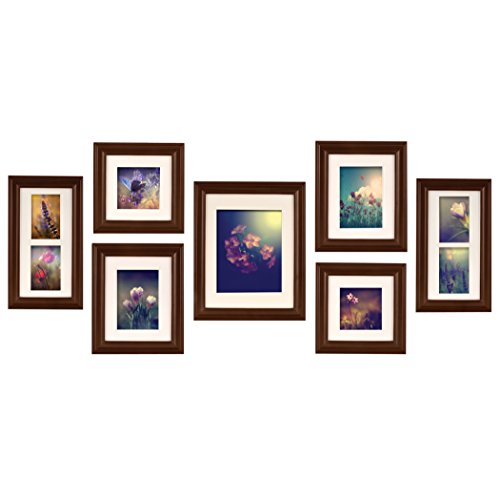 Pinnacle Frames and Accents 7-Piece Photo Frame Set, Walnut