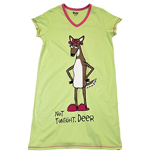 Lazy One Women's Not Tonight, Deer V-Neck Nightshirt