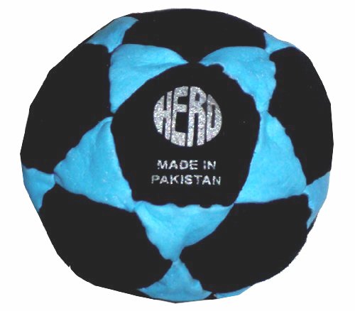 hero black & neon blue 32-panel hacky sack / footbag - comes