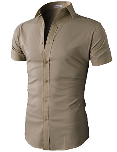 H2H Mens Casual Slim Fit Button Down Short Sleeve Shirts Of Various Colors