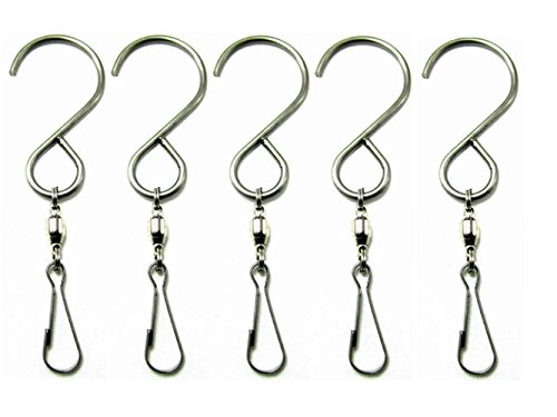 SUNREEK™Smooth Spinning Swivel Hooks Clips for Hanging Wind Spinners Rotate Spiral Tail Crystal Twisters Party Supply(5 Pack)