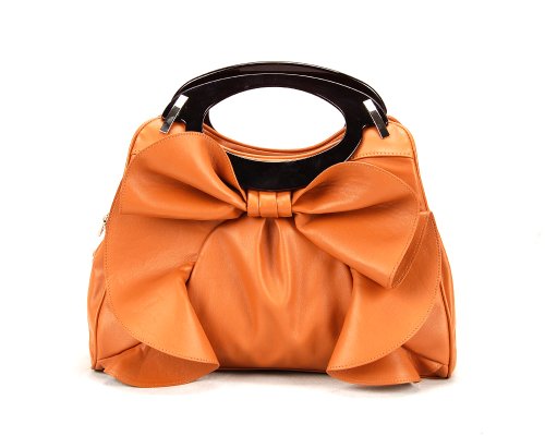 FASH Large Bowknot Ruffle Office Purse Style Satchel