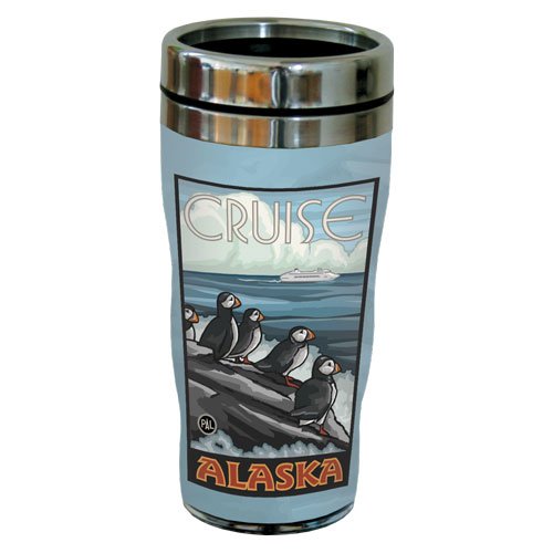 

TreeFree Greetings 77335 Alaska Puffin Cruise by Paul A. Lanquist Vintage Art Sip 'N Go Travel Tumbler, Stainless Steel, 16-Ounce, Multicolored