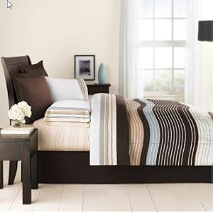 Brown & Blue Urban Striped Boys Twin Comforter Set
