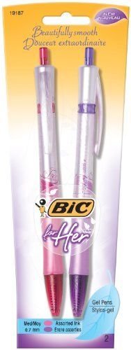 Bic for Her Beautifully Smooth Gel Pens - Medium, Pink & Purple (19187)