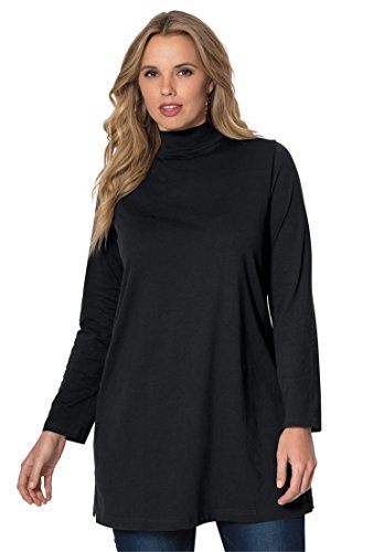 Roamans Women's Plus Size Mock Neck Trapeze Max Tunic