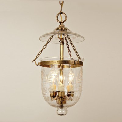 

3 Light Bell Jar Foyer Pendant with Flower Glass Size: Small, Finish: Oil Rubbed Bronze
