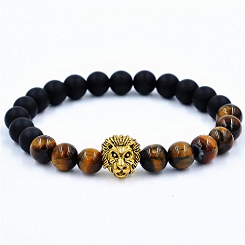 Creazy®Women Men Bracelet Lion Elastic Beaded Bracelet Tibet Charm Lucky Bracelets (gold)