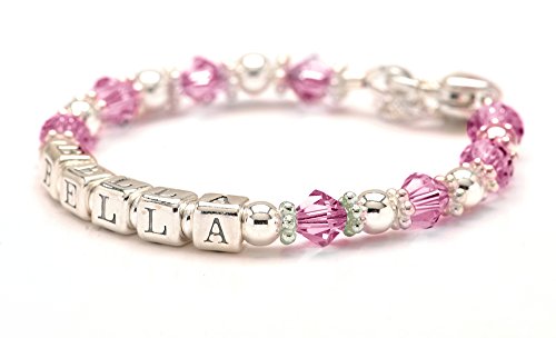 Personalized Baby Charm Bracelet - Any Birth Month Crystal Color