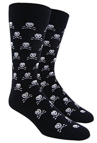 Skull and Crossbones Patterned Men's Cotton Blend Dress Socks