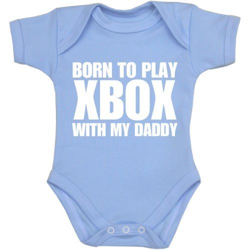 BabyPrem Baby Born to Xbox with Daddy Fun Slogan Clothes Bodysuit Vest to 12m