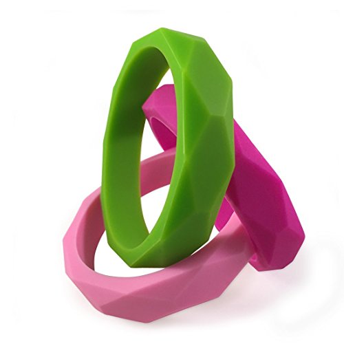 Silicone Baby Teether Bracelets (Set of 3) - Safe Teething Pain Relief for Baby - Springtime