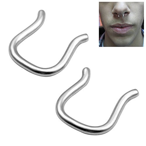 JOVIVI® 14Ga, 16Ga 316L Surgical Steel U-Shaped Septum Retainer with Flared Ends, 2pc