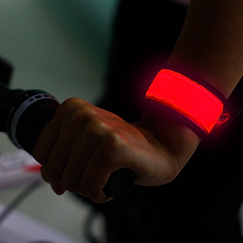 BSeen (TM), Glow bracelet, Led bracelet, Illuminated bracelet armband, On off switch, Battery replaceable, For Kids, Cyclist, runners, High Visibility, Water Resistant (Red)