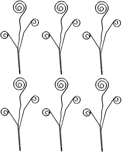 Creative Hobbies® Silver Wire, 3 Scroll Photo Card Note Holder Picks for DIY Craft & Gift Making, Pack of 6