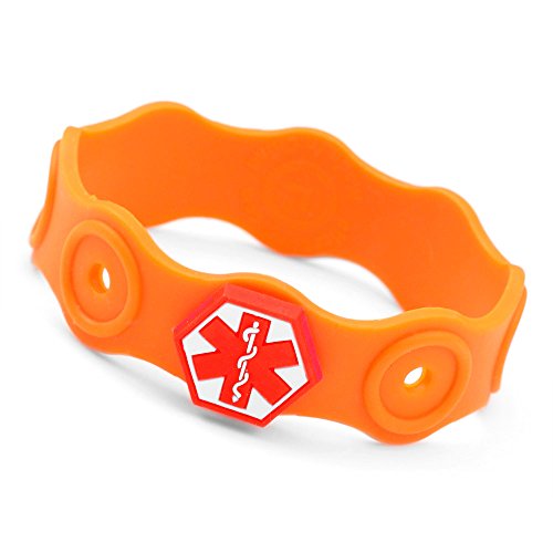 Kids Rubber Medical Bracelet for Allergy Buttons 5 Inch